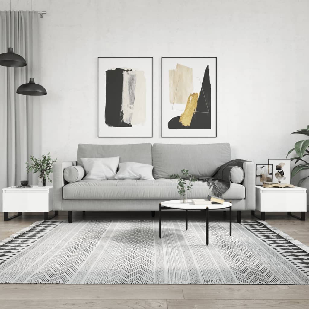 Salongbord Sofabord Høyglans Hvit 2 stk Høyglans Hvit 50x46x35 cm