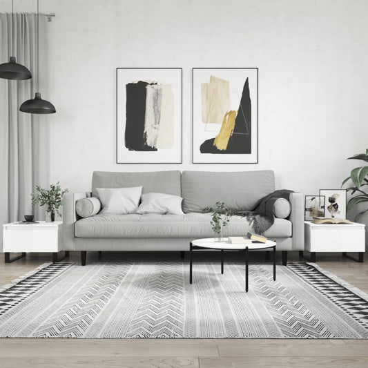 Salongbord Sofabord Høyglans Hvit 2 stk Høyglans Hvit 50x46x35 cm