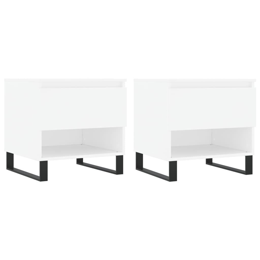 Sidebord Hvit. 2 stk 50x46x50 cm