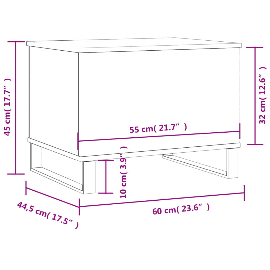 Salongbord Sofabord Betonggrå 60x44,5x45 cm