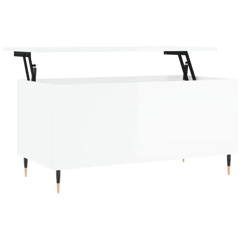 Salongbord Sofabord Høyglans Hvit 90x44,5x45 cm