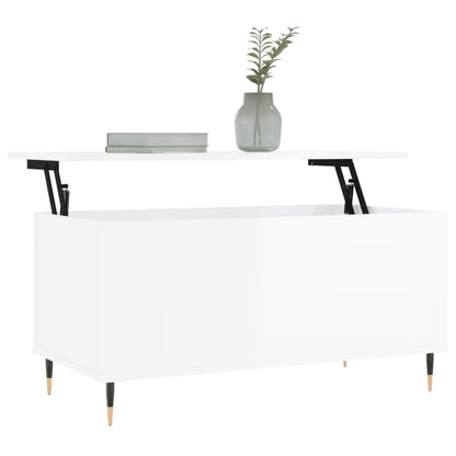 Salongbord Sofabord Høyglans Hvit 90x44,5x45 cm