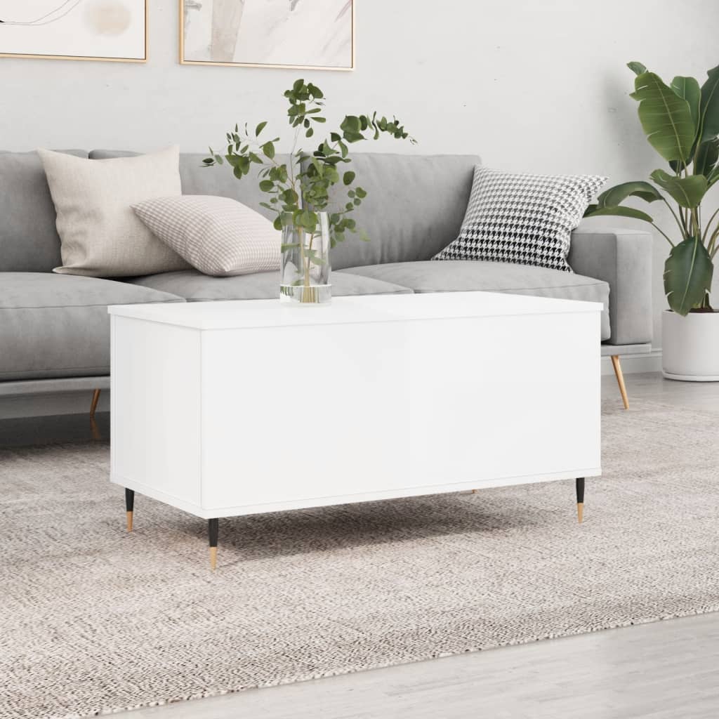 Salongbord Sofabord Høyglans Hvit 90x44,5x45 cm