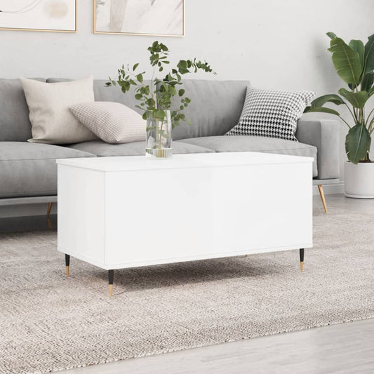 Salongbord Sofabord Høyglans Hvit 90x44,5x45 cm