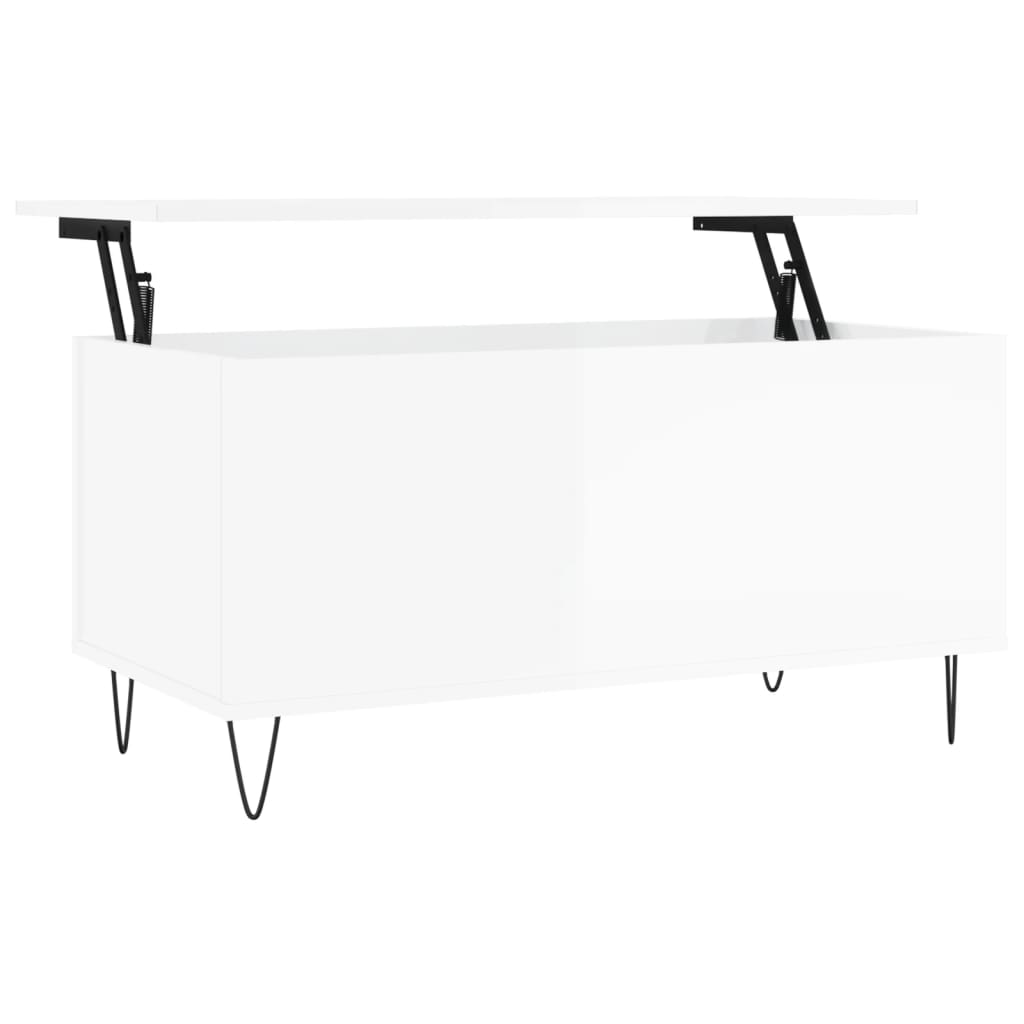 Salongbord Sofabord Høyglans Hvit 90x44,5x45 cm