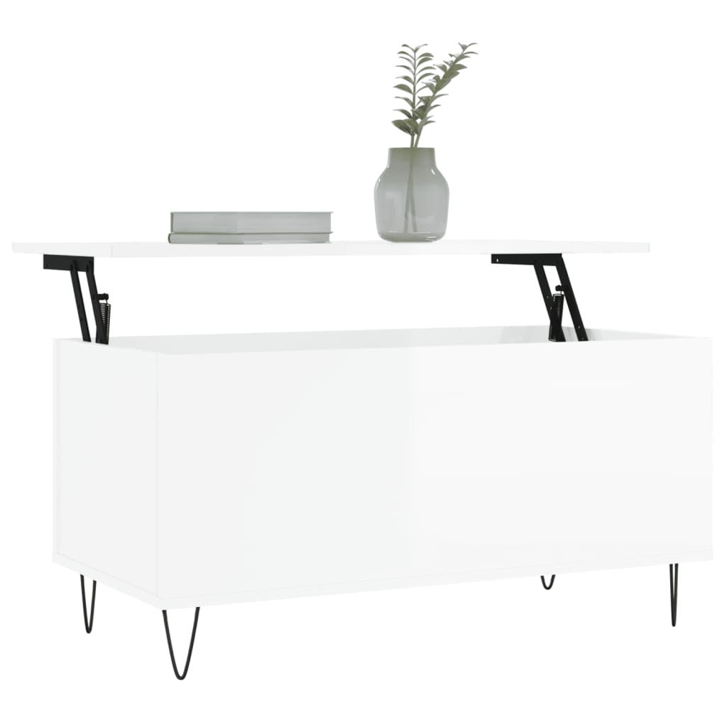 Salongbord Sofabord Høyglans Hvit 90x44,5x45 cm