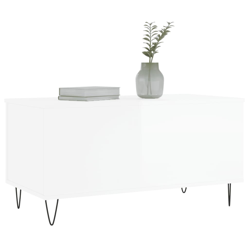 Salongbord Sofabord Høyglans Hvit 90x44,5x45 cm