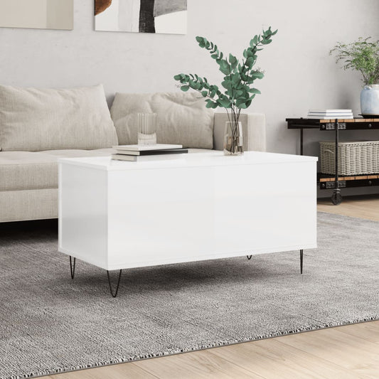 Salongbord Sofabord Høyglans Hvit 90x44,5x45 cm