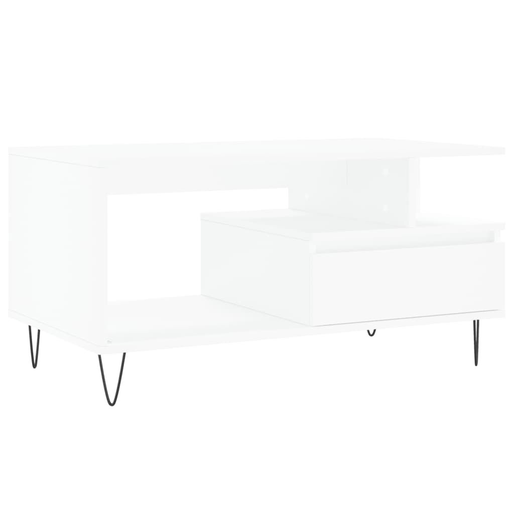 Salongbord Sofabord Hvit 90x49x45 cm