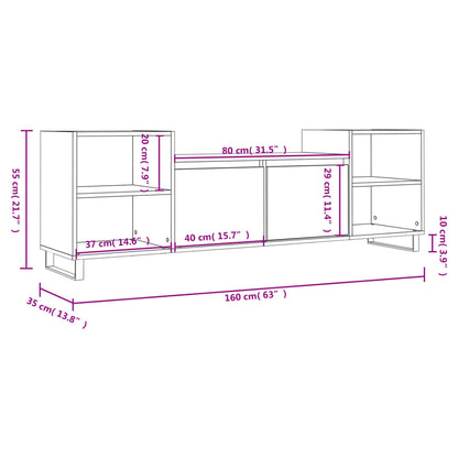 TV-Møbel Høyglans Hvit TV-benk 160x35x55 cm