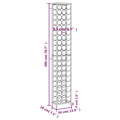 Vinstativ for 57 flasker Svart 34x18x200 cm smijern