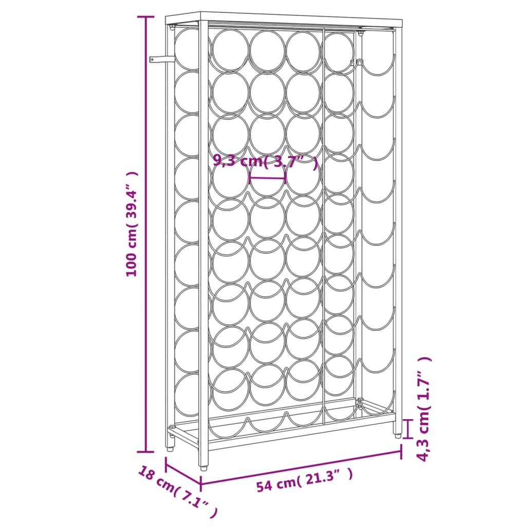 Vinstativ for 45 flasker Svart 54x18x100 cm smijern