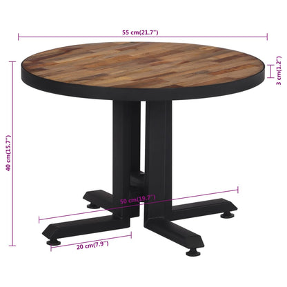 Barbord rundt Ø55x40 cm gjenvunnet heltre teak