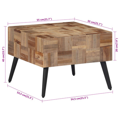 Salongbord Sofabord Grå 55x55x40 cm gjenvunnet heltre teak