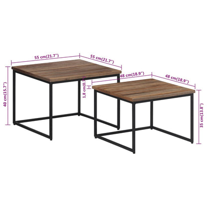 Salongbord Sofabord Tre 2 stk heltre teak