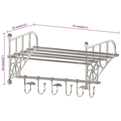 Bagasjehylle med kleshengere veggmontert aluminium