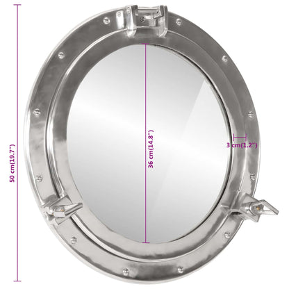 Kuøyespeil vegghengt Φ50 cm aluminium og glass