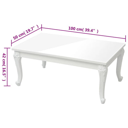 Salongbord Sofabord Høyglans Hvit 100x50x42 cm