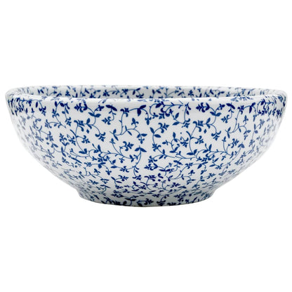 Benkeservant hvit og blå rund Φ41x14 cm keramikk