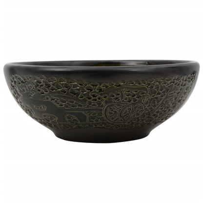 Benkeservant svart rund Φ41x14 cm keramikk