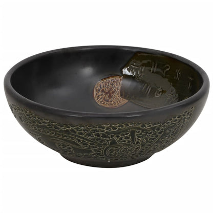Benkeservant svart rund Φ41x14 cm keramikk