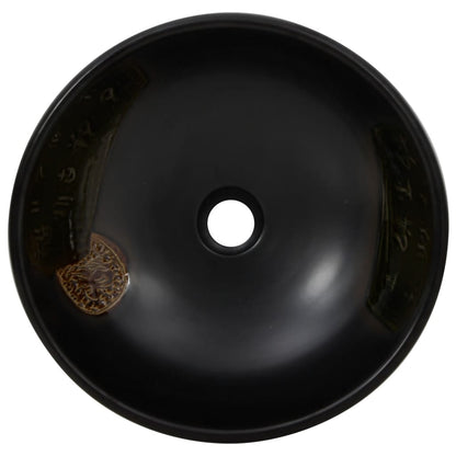 Benkeservant svart rund Φ41x14 cm keramikk