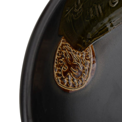 Benkeservant svart rund Φ41x14 cm keramikk