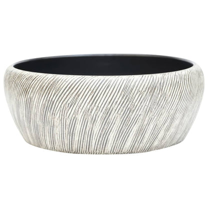 Benkeservant svart og grå rund Φ41x14 cm keramikk