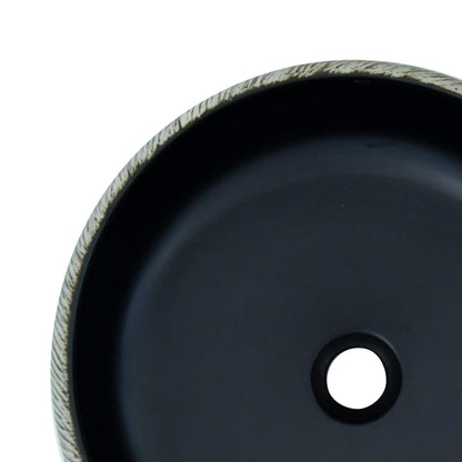 Benkeservant svart og grå rund Φ41x14 cm keramikk