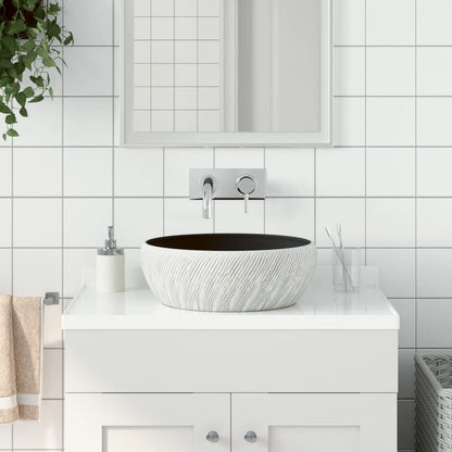 Benkeservant svart og grå rund Φ41x14 cm keramikk