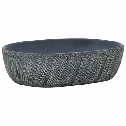Baderomsvask Svart og Grå oval 47x33x13 cm keramikk