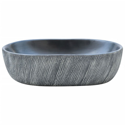 Baderomsvask Svart og Grå oval 47x33x13 cm keramikk