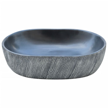 Baderomsvask Svart og Grå oval 47x33x13 cm keramikk