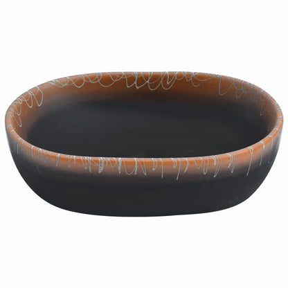 Baderomsvask Svart og oransje oval 47x33x13 cm keramikk