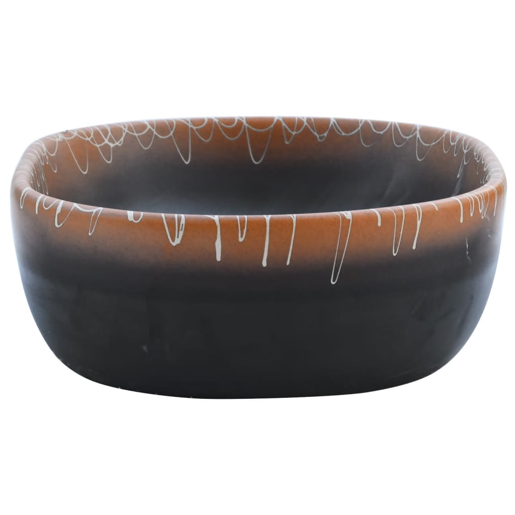 Baderomsvask Svart og oransje oval 47x33x13 cm keramikk