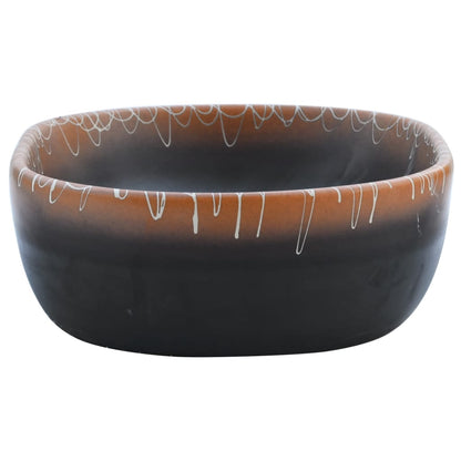 Baderomsvask Svart og oransje oval 47x33x13 cm keramikk