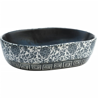 Baderomsvask Svart og blå oval 47x33x13 cm keramikk