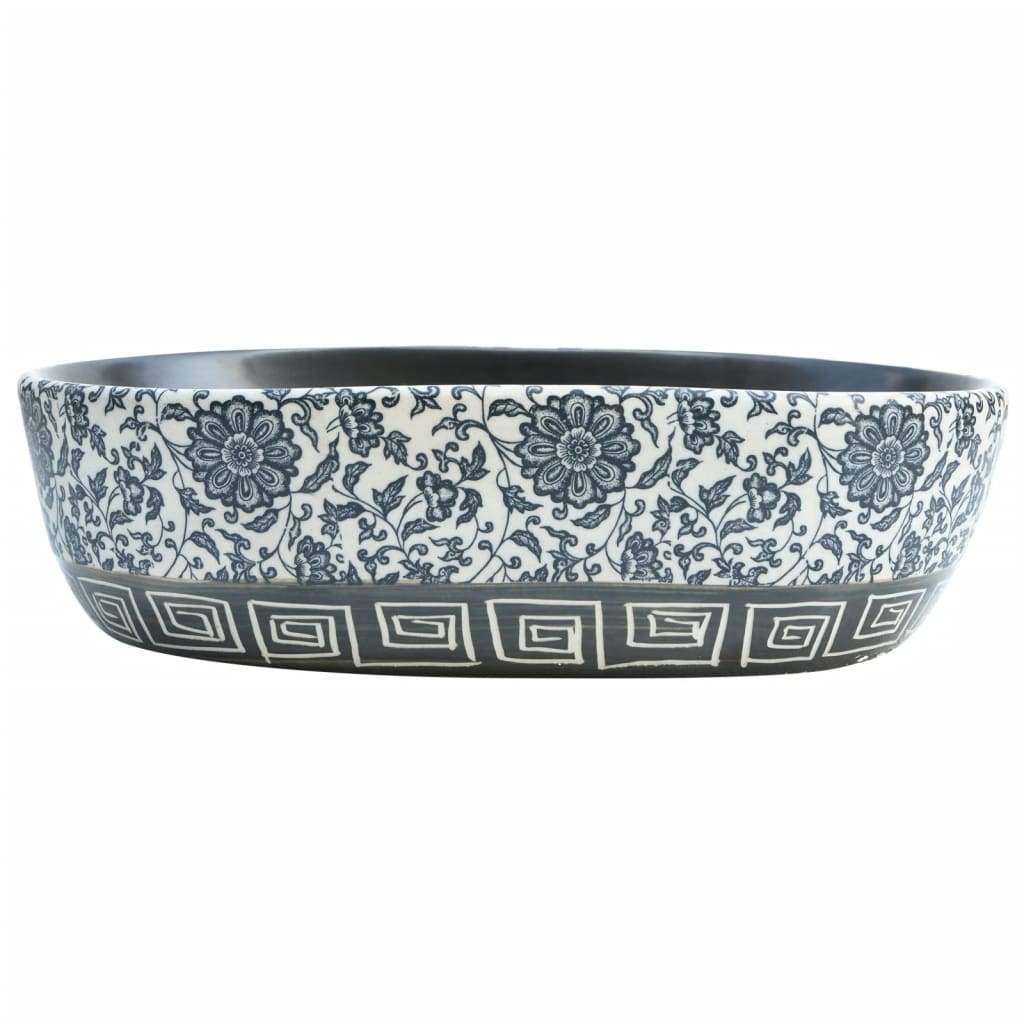 Baderomsvask Svart og blå oval 47x33x13 cm keramikk