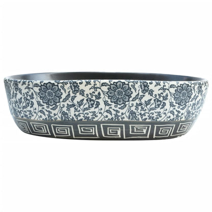 Baderomsvask Svart og blå oval 47x33x13 cm keramikk