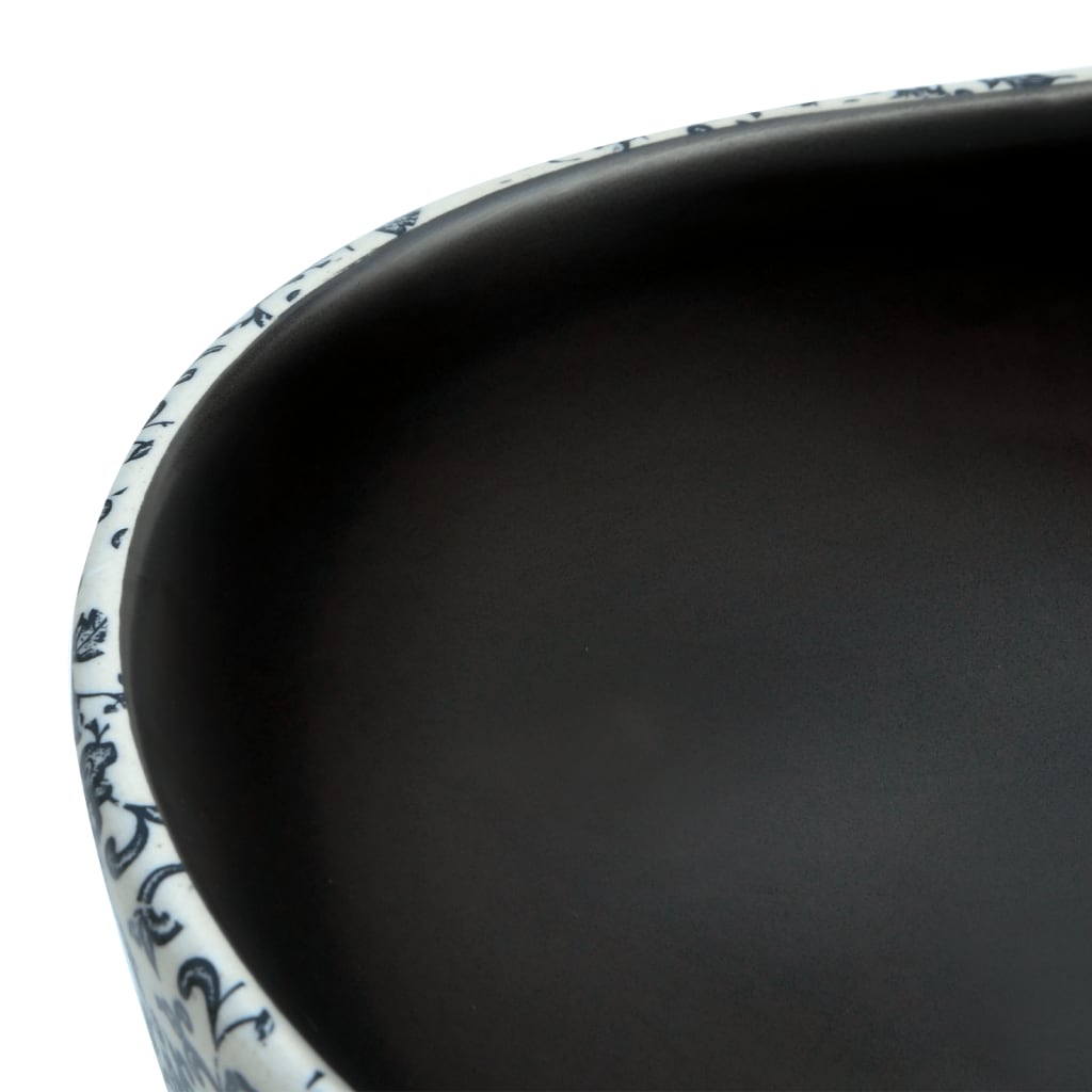 Baderomsvask Svart og blå oval 47x33x13 cm keramikk