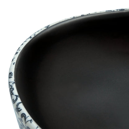 Baderomsvask Svart og blå oval 47x33x13 cm keramikk