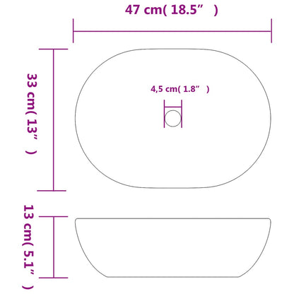 Baderomsvask Svart og blå oval 47x33x13 cm keramikk