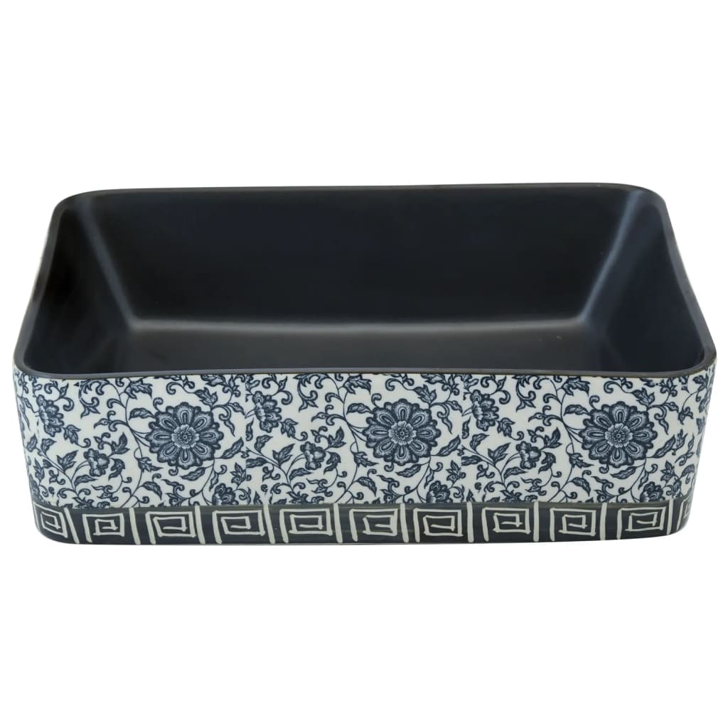 Baderomsvask Svart og blå rektangulær 46x35,5x13 cm keramikk