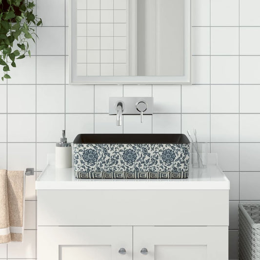 Baderomsvask Svart og blå rektangulær 46x35,5x13 cm keramikk