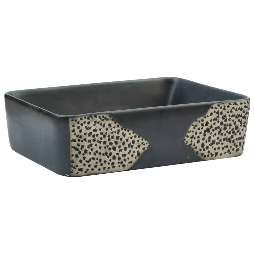 Baderomsvask Svart rektangulær 46x35,5x13 cm keramikk