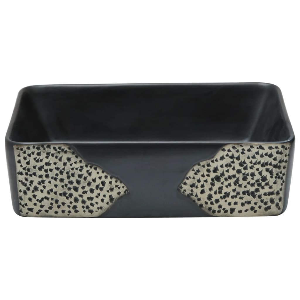 Baderomsvask Svart rektangulær 46x35,5x13 cm keramikk