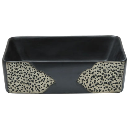 Baderomsvask Svart rektangulær 46x35,5x13 cm keramikk