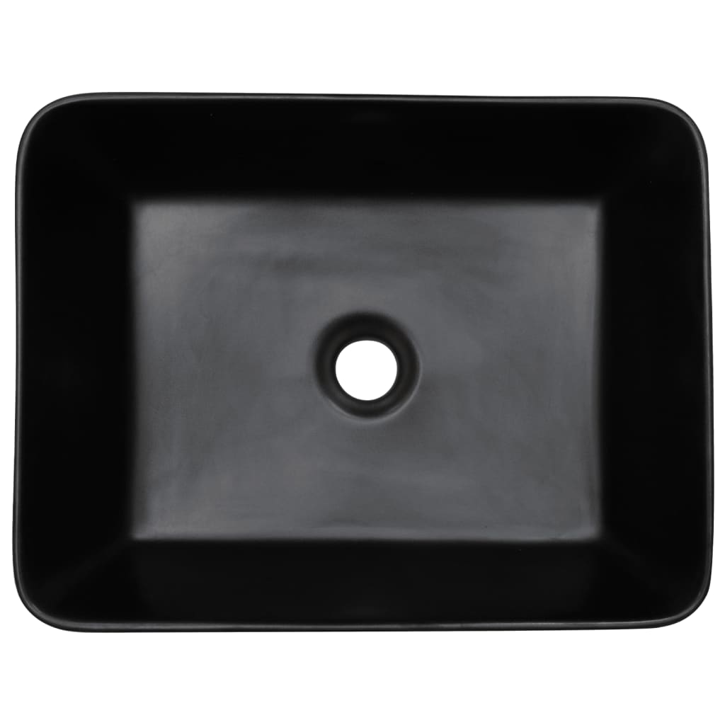 Baderomsvask Svart rektangulær 46x35,5x13 cm keramikk