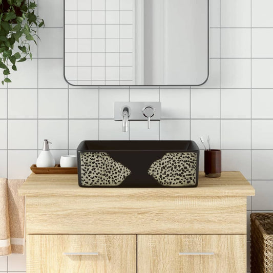 Baderomsvask Svart rektangulær 46x35,5x13 cm keramikk