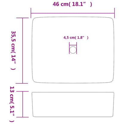 Baderomsvask flerfarget rektangulær 46x35,5x13 cm keramikk